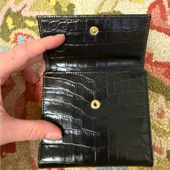 SALVATORE FERRAGAMO Crocodile Brown Embossed Leather Vara Bow French Wallet - Picture 7 of 16